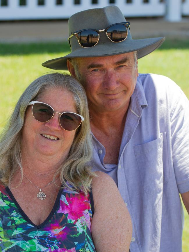 Cheryl and Dennis Cock found a shady spot next to the track.