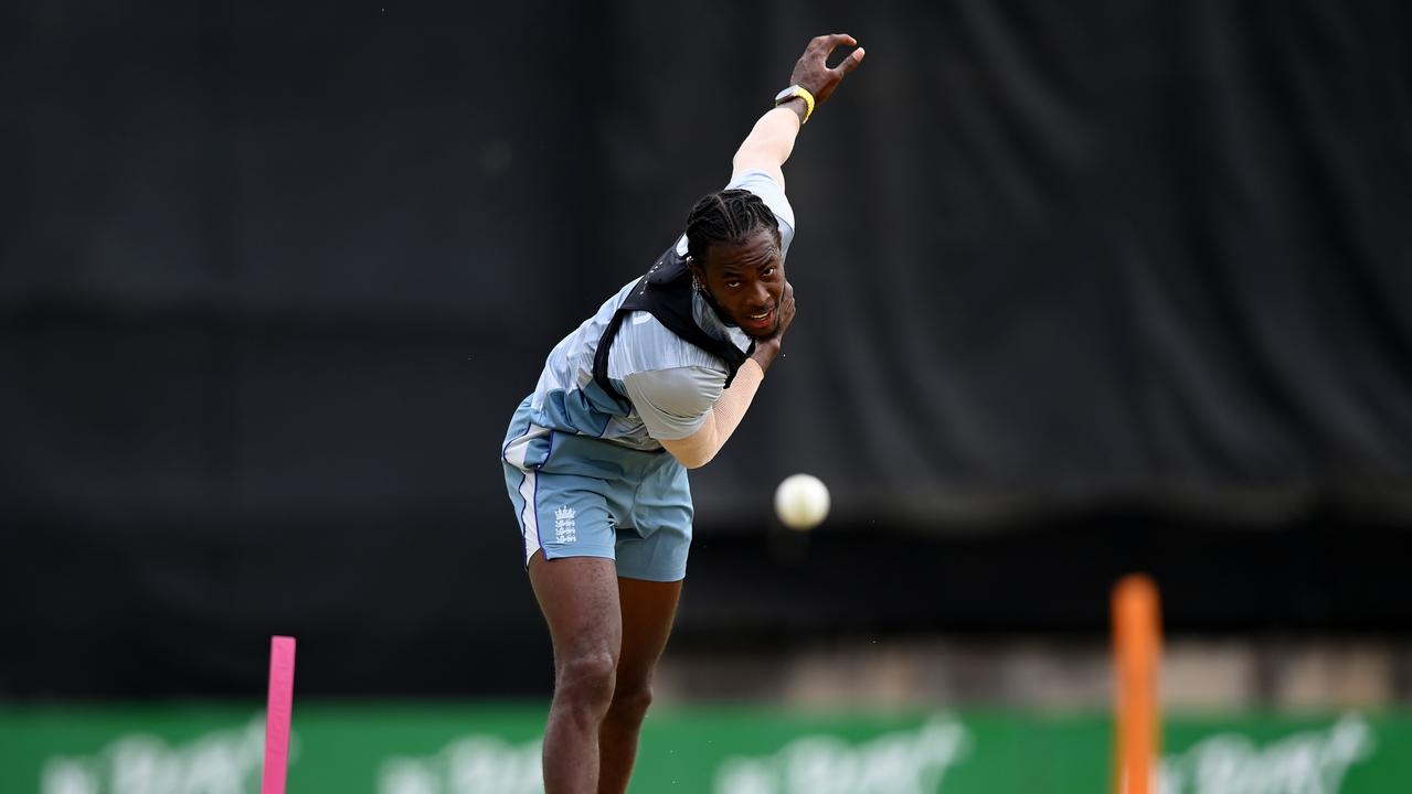 Jofra Archer during an England net session in Bloemfontein in South Africa. Picture: Alex Davidson / Getty Images