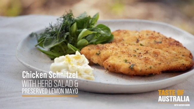 Taste of Australia with Hayden Quinn: chicken schnitzel with preserved lemon mayo