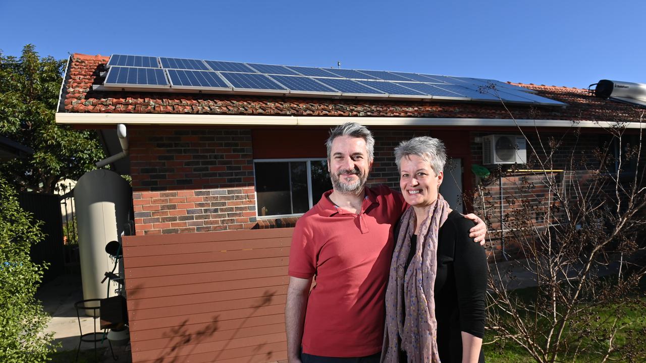 Andrea and Jeremy Pluck have joined Mitcham's Community Renewable Energy Program. Picture: Keryn Stevens