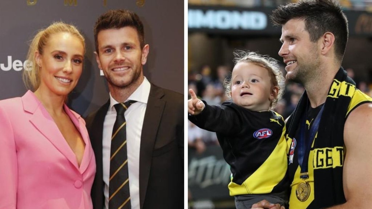 Brooke and Trent Cotchin and one of their daughters.
