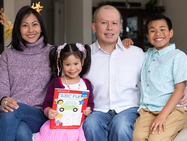 Eloise with her mum Mai Indasan, dad Edward Ho, brother Ethaniel. Picture: Jason Edwards