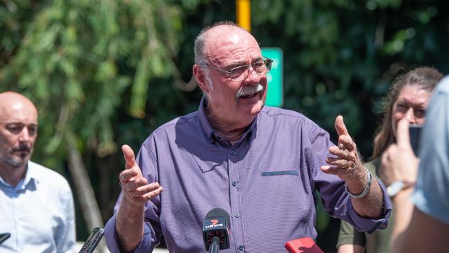 Federal Leichhardt MP Warren Entsch addresses the media in Cairns. Picture: Emily Barker