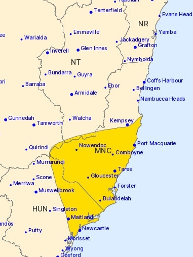 The heavy rainfall and wind will smash parts of NSW. Picture: BOM