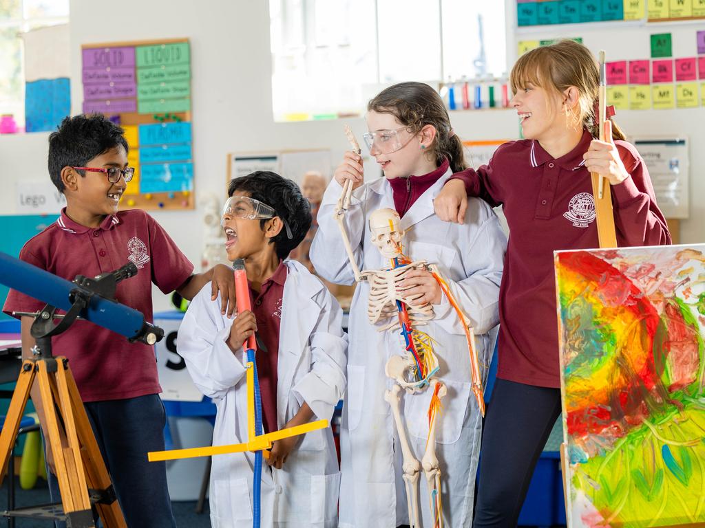 Glen Huntly Primary School students Advik, Sriram, Yasmin and Ivy. The school is named in the top 50 in the state. Picture: Jason Edwards