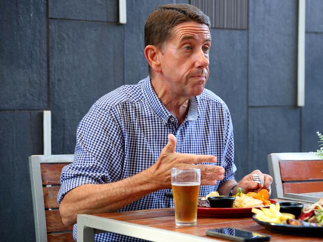 ## HOLDING FOR THE SUNDAY MAIL ONLY ## Deputy Premier and Treasurer of Queensland Cameron Dick sitting down with Michael Madigan as a part of the Sunday mail High Steaks lunch series. Logan Central Thursday 6th June 2024 Picture David Clark