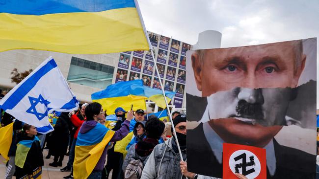 Russian President Vladimir Putin has widely been compared to Nazi German Adolf Hitler, in the face of Mr Putin claiming he had invaded Ukraine to ‘de-Nazify’ the country. Picture: JACK GUEZ / AFP)