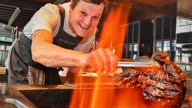 Another tip is to leave the meat alone before turning it: Head chef at Rockpool in Melbourne Zac Nicholson shows how it’s done. Picture: Tony Gough