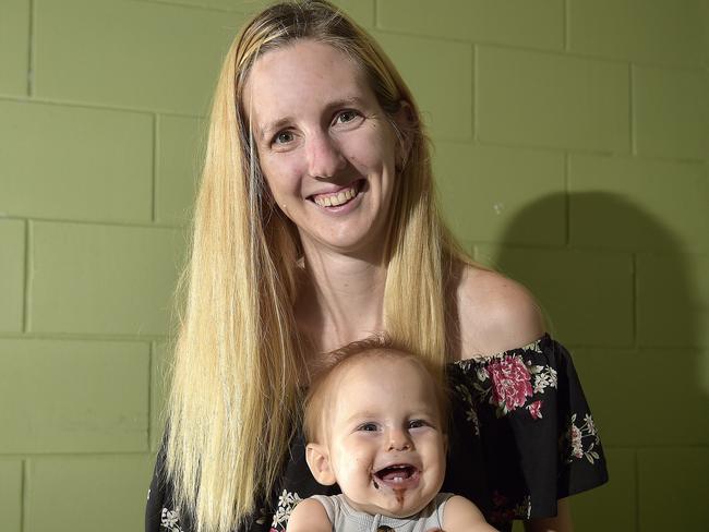 Townsville mum Traci Nicol has experimented with extensive ingredients to make her own baby food to help manage her 10 month old Sammy's allergies. PICTURE: MATT TAYLOR.