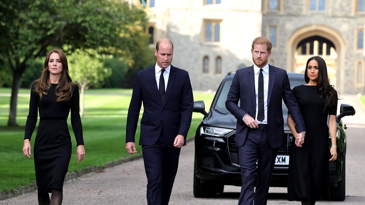 Prince William, Kate Middleton, Prince Harry and Meghan Markle put on a united front in the wake of the Queen’s death. (Photo by Chris Jackson/Getty Images)