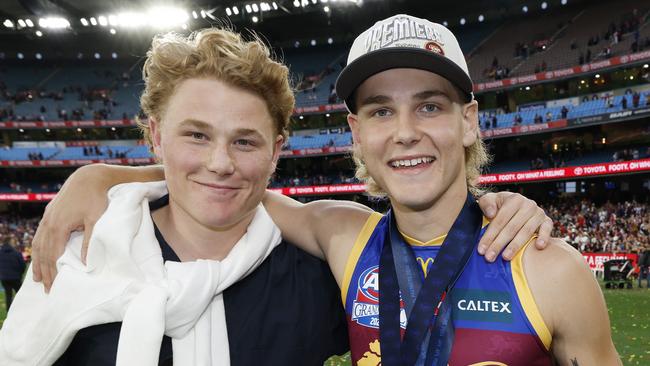 NCA. MELBOURNE, AUSTRALIA. September 28 , 2024. AFL Grand Final.  Sydney Swans vs Brisbane Lions at the MCG.  Born Smith medallist Will Ashcroft and his brother Levi    .  Pic:Michael Klein