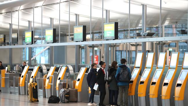 A near-empty terminal at Munich International Airport. Picture: Getty Images