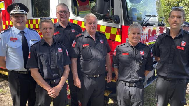 Byron Bay Fire and Rescue crew at the Sandhills site near 1 Gilmore Crescent, Byron Bay to announce the new emergency services precinct on Tuesday, 3 December 2024. Picture: Savannah Pocock