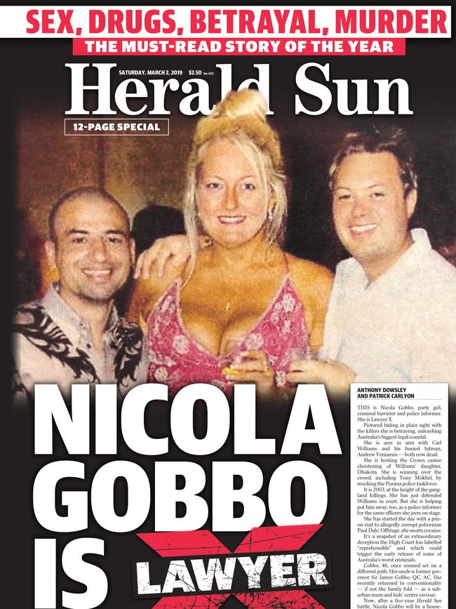 March 2, 2019 — After a five-year campaign by the Herald Sun to reveal the most corrosive attack on the state’s criminal justice system, former barrister-turned-secret police informer Nicola Gobbo was named and outed as Lawyer X.