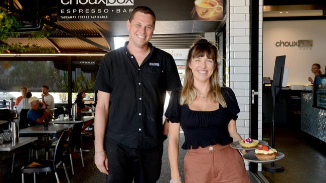 Tony Clarke and Cenza Freeburn are managers of Choux Box Cafe in Kingscliff, which has claimed the top spot in News Corp's search for the best cafe on the Tweed. Picture: Liana Boss.