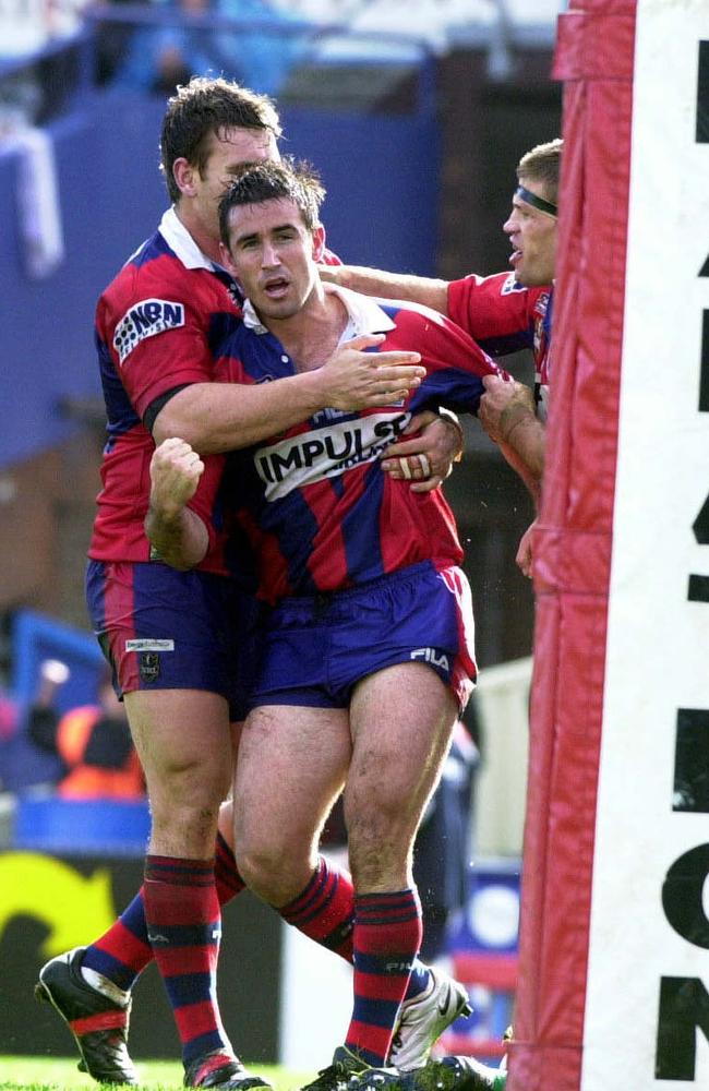 Johns crossed for four tries against the Raiders in Round 21, 2001. Picture: Robert McKell 