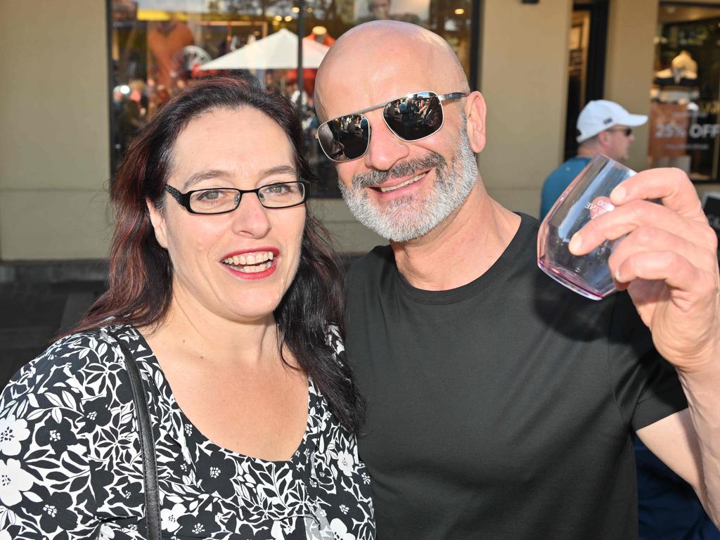 Footy fans enjoying the Norwood Food and Wine Festival on Sunday. Picture: Brenton Edwards