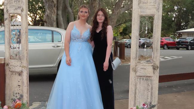 Bianca Evans and Montana O’Flaherty at the Hervey Bay State High School formal.