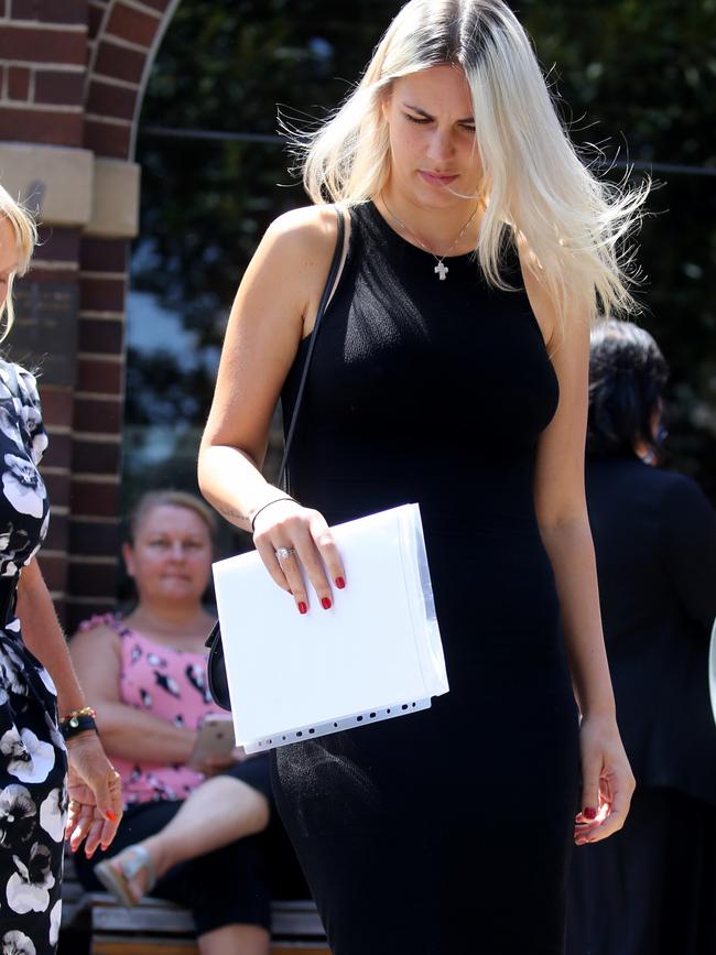 Marina Agostino leaves Manly Court on Wednesday. Picture: John Grainger