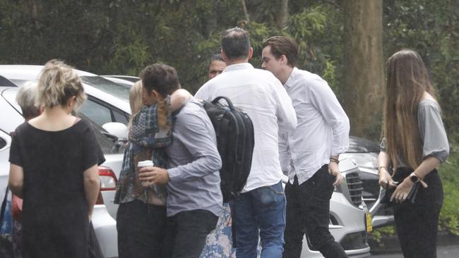 Family of missing Belgian backpacker Theo Hayez and supporters arrive at Byron Bay Court House for the first day of the inquest into Theo's disappearance on Monday. Picture: Liana Boss