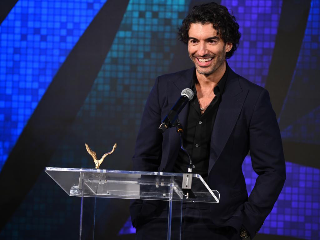 Actor/filmmaker and VOS Honoree, Justin Baldoni speaks onstage at the Vital Voices 12th Annual Voices of Solidarity Awards at IAC Building on December 09, 2024 in New York City. Picture: Getty Images.