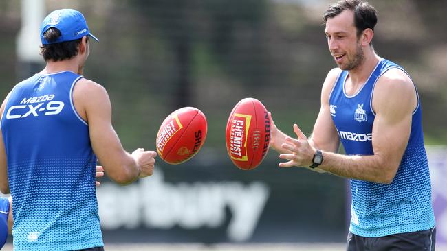 Todd Goldstein was one of the heroes in North Melbourne’s victory over Western Bulldogs. Picture: Michael Klein.