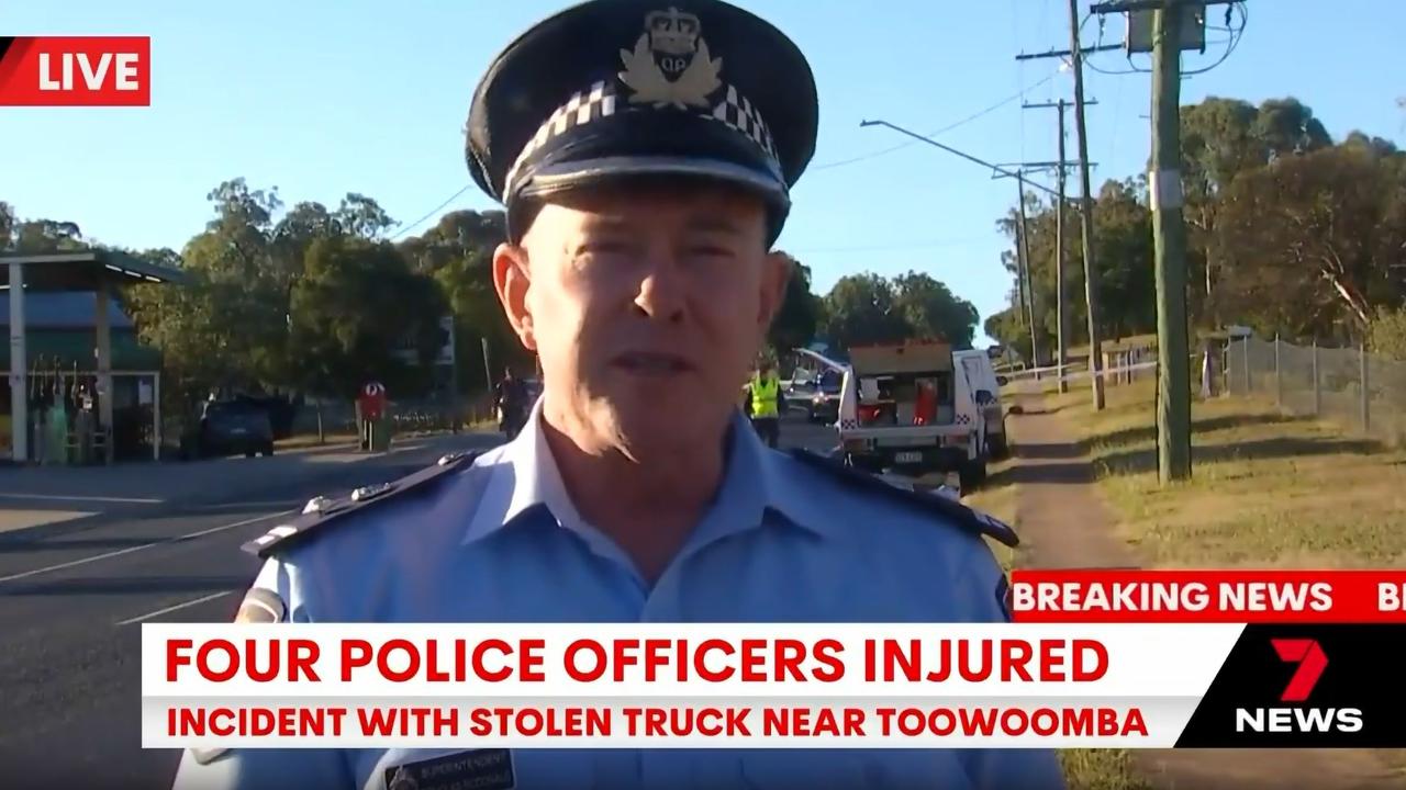 Superintendent Douglas McDonald says four officers were injured during the ordeal. Picture: 7 News