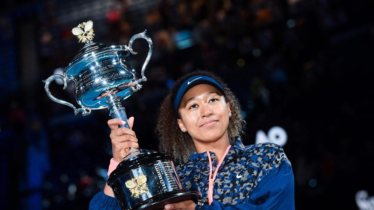 Naomi Osaka after winning the 2021 Australian Open. Photo by William WEST / AFP