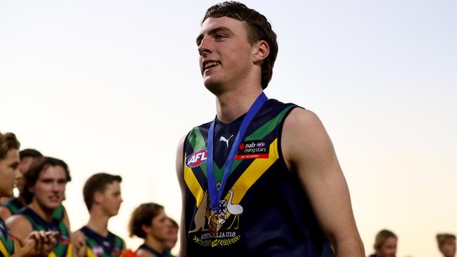 George Wardlaw was named best afield in the AFL Academy match. Picture: Kelly Defina/AFL Photos/Getty Images