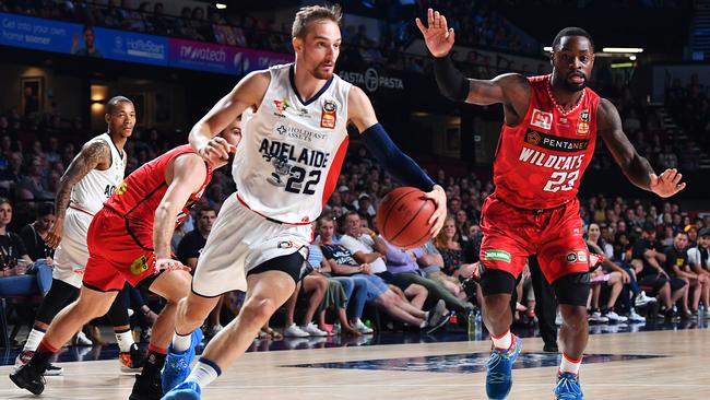 Anthony Drmic stepped up to deliver a telling contribution at both ends of the court for Adelaide 36ers against Perth Wildcats. Picture: Mark Brake/Getty Images