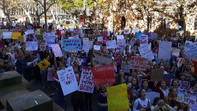 People gathered at a pro-choice rally in Sydney last month.