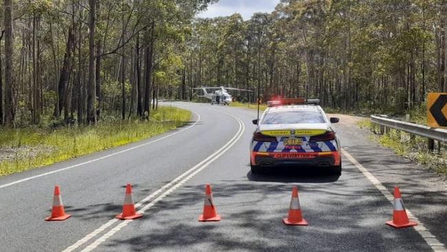 Forest Rd near Nowra was closed following the car crash.