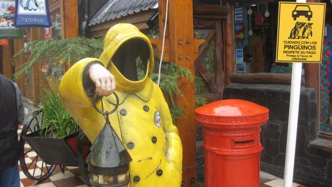 Interesting sculptures like this one can be found in Ushuaia. Picture: Brad Crouch.