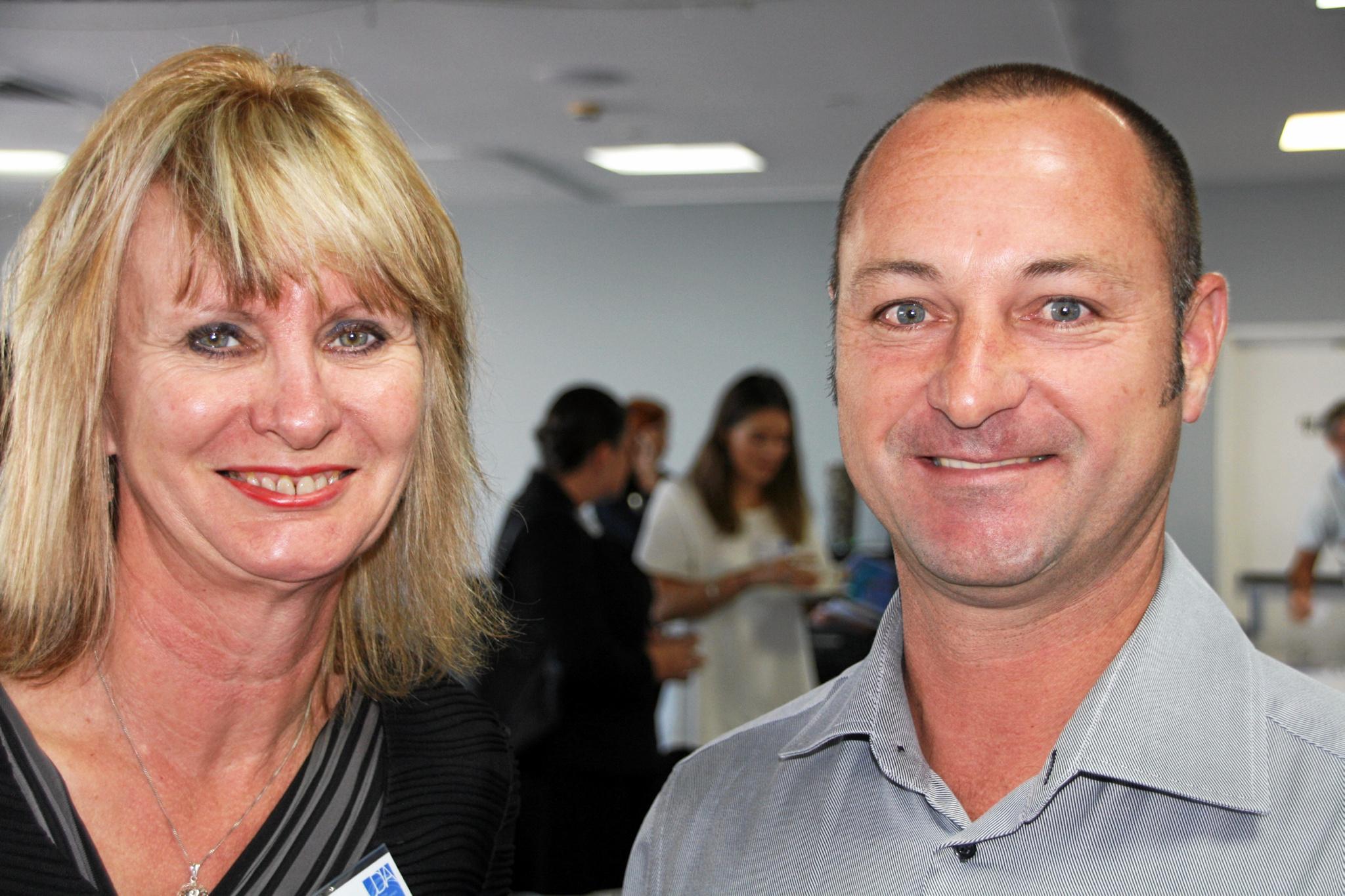 Wendy Macdonald of Sunshine Coast Council with Jason Hawthorne of Metroll at the Urban Development Institute of Australia (Qld) breakfast at Maroochydore Surf Club last Friday. Picture: Erle Levey