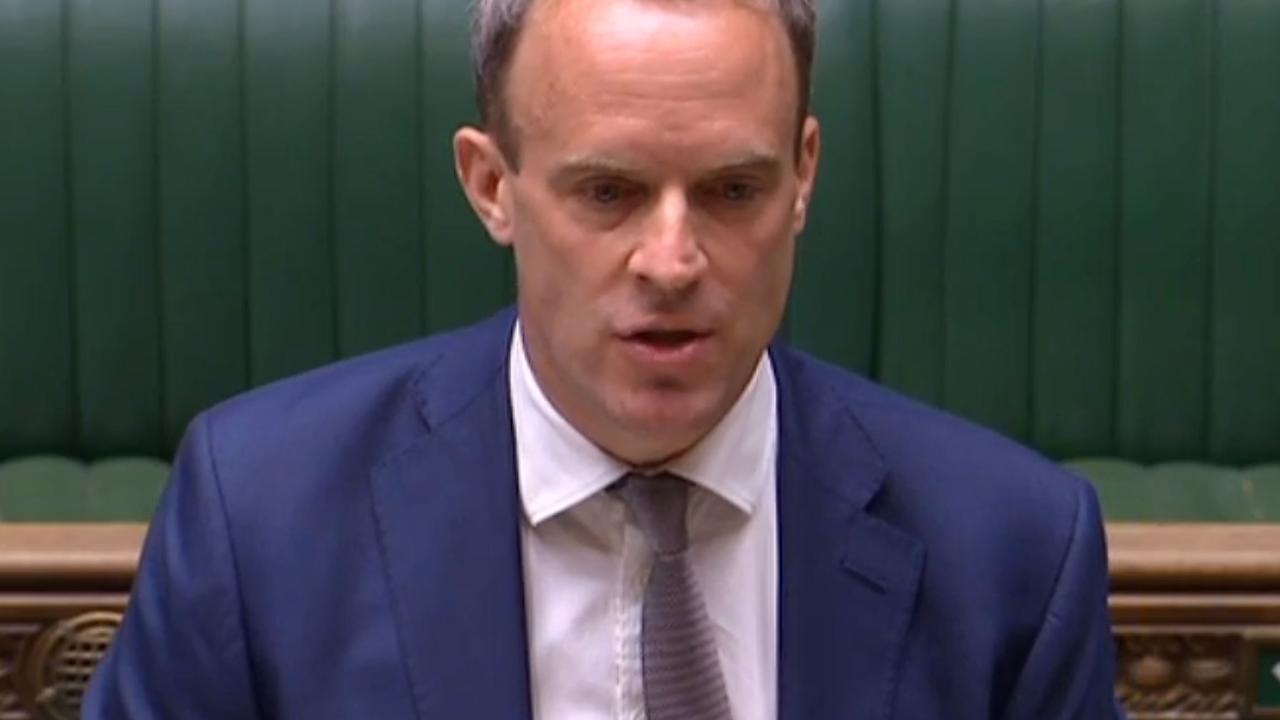 Dominic Raab addressing parliament. Picture: AFP