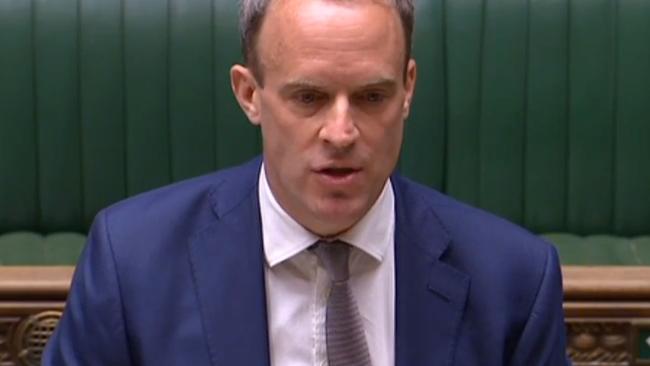 Dominic Raab addressing parliament. Picture: AFP