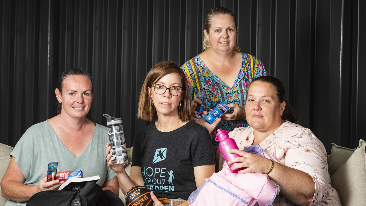 Selena Protheroe (centre) of Hope for Our Children with foster mums (from left) Ingrid, Jodie and Dominique. Picture: Kevin Farmer