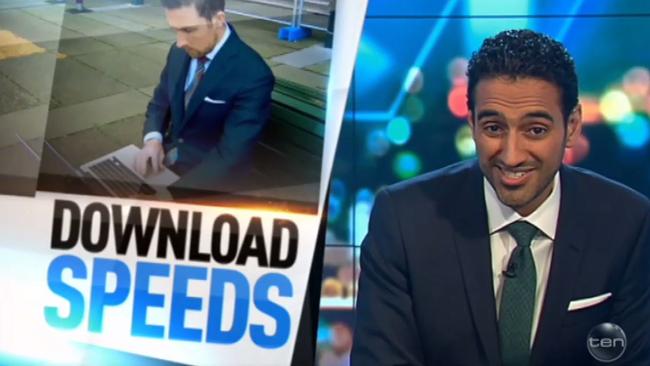 Waleed Aly blasts Malcolm Turnbull during a segment about the NBN. Picture: Channel 10