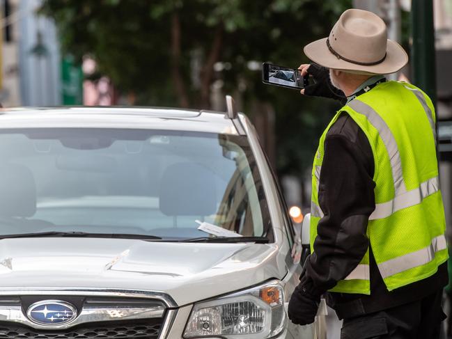 Queens street. City of Melbourne parking inspectors in the CBD. Picture: Jason Edwards