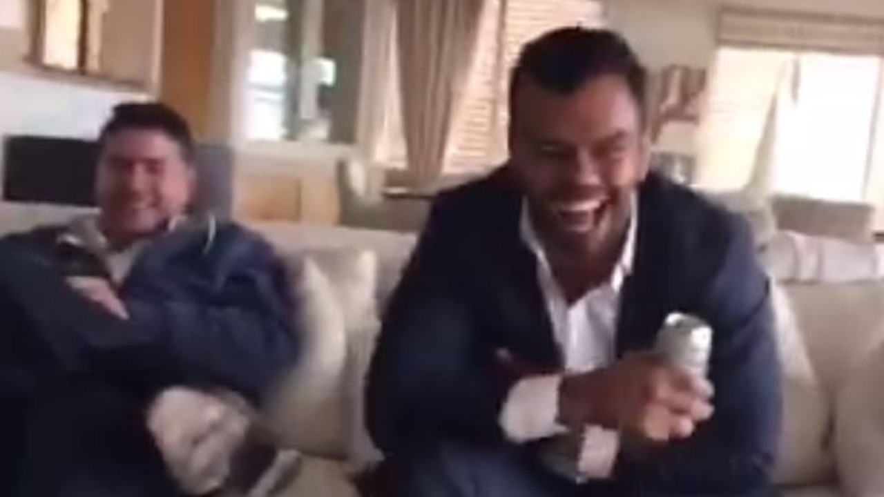 Kurtley Beale shown laughing in one of the videos.