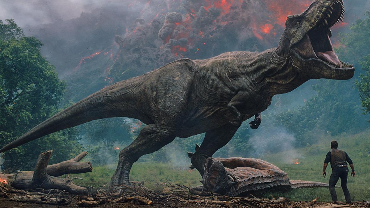 Chris Pratt faces a rampaging T-Rex dinosaur in a scene from the film Jurassic World: Fallen Kingdom. The new Google feature lets you invite a creature like this into your own home.