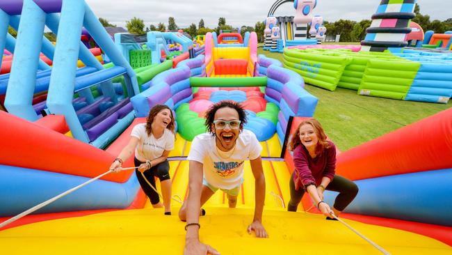 The Big Bounce inflatable park. Picture: AAP/Brenton Edwards