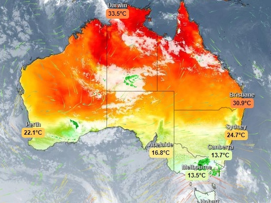 Heatwave radar image supplied by weatherzone.