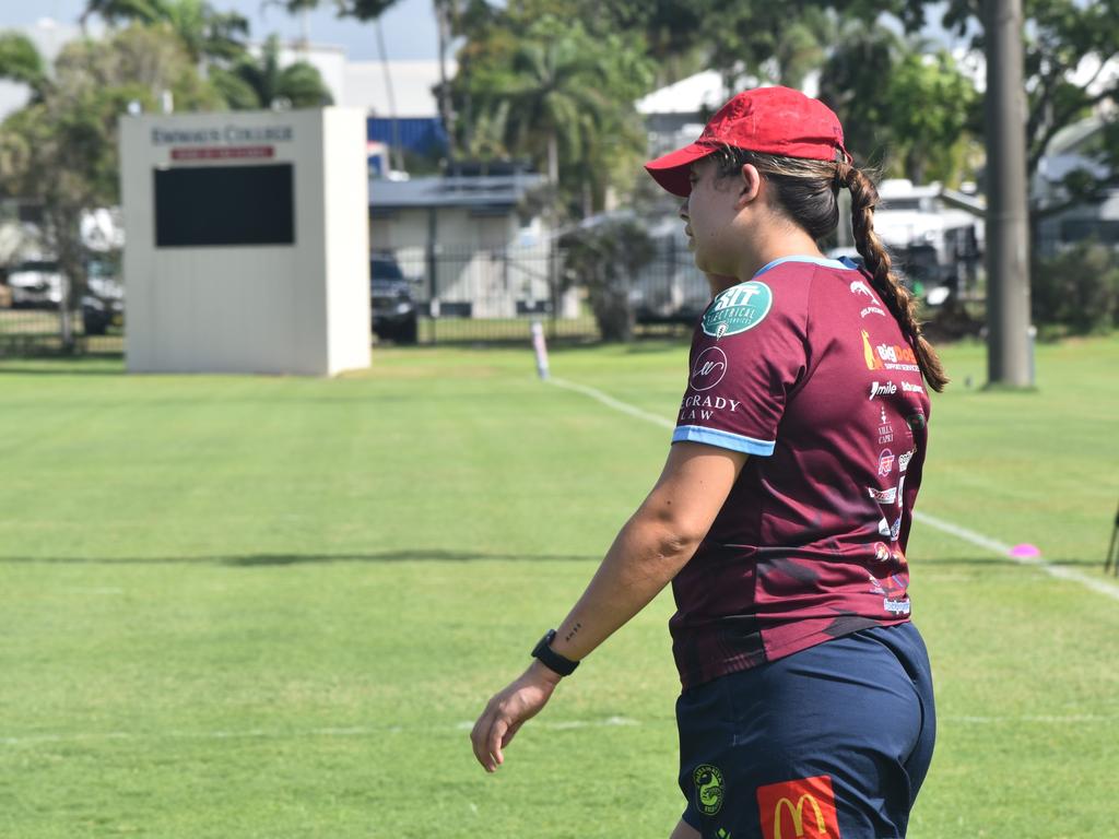 Players at the CQ Capras' women's open training trial for the 2025 BMD Premiership season at Emmaus College, Rockhampton, on February 22, 2025.