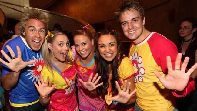 Hi -5 members Stevie Nicholson, Casey Burgess, Lauren Brant, Fely Irvine and Tim Maddren.