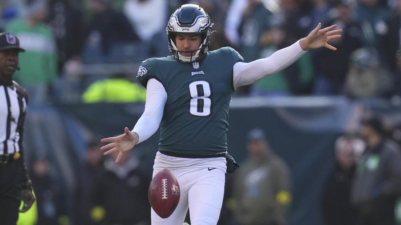 Australian punter Arryn Siposs is ‘preparing to play’ in the Super Bowl after officially returning to full-squad training with the Philadelphia Eagles 10 days out from the clash with the Kansas City Chiefs. Picture: Mitchell Leff / Getty Images
