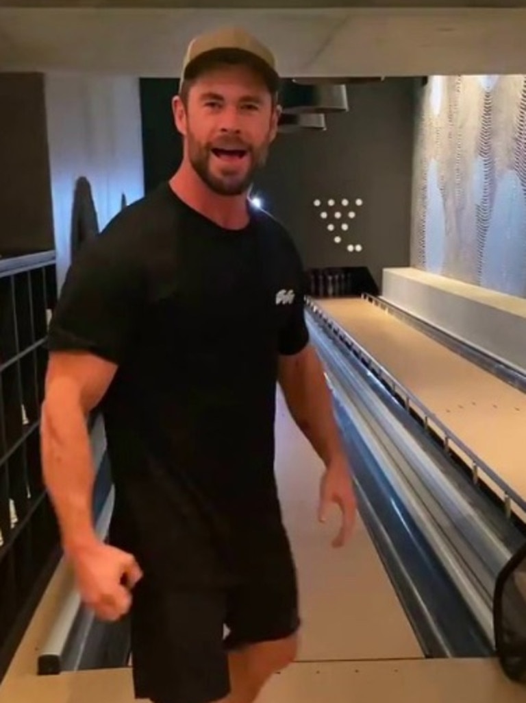 Chris Hemsworth shows off his bowling alley.