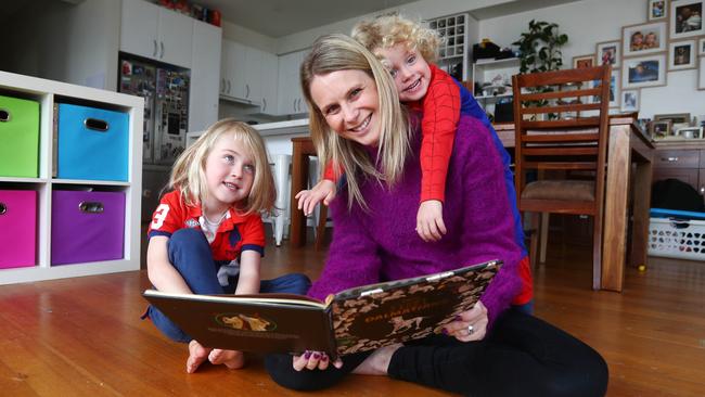 Alison van den Dungen with her kids Arjen (4), right, and Johannes (6) at their home in Mentone. Picture: Aaron Francis