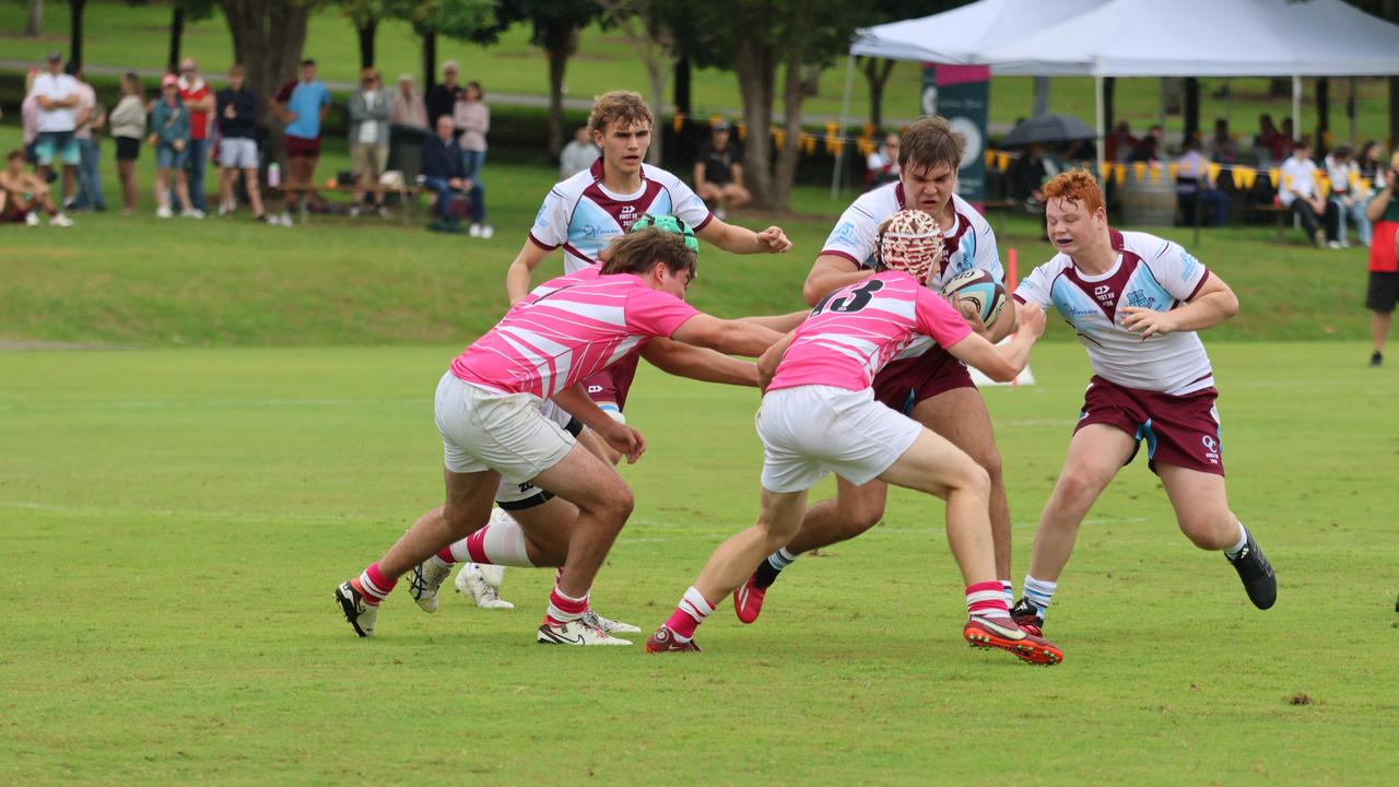 TAS First XV rugby action from St Paul's Pink Day clash against Ormiston College. Picture courtesy of Barbara Herrmannsen.