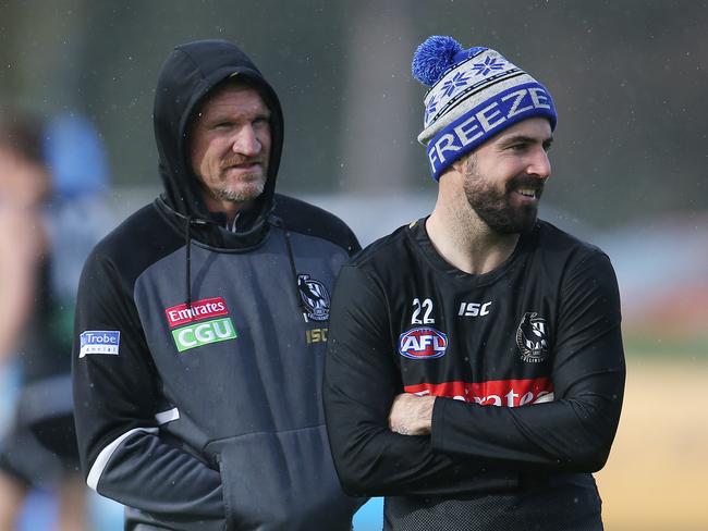 Nathan Buckley is yet to speak to Sidebottom over his COVID-19 breaches and four-week suspension. Picture: Michael Klein